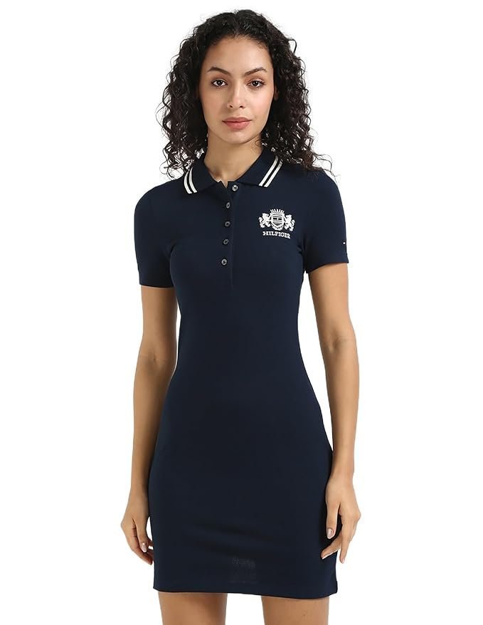 Tommy Hilfiger Women's Cotton A-Line Above The Knee Casual Dress