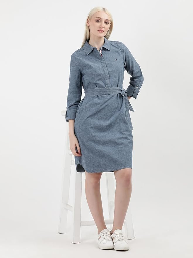 Tommy Hilfiger Women's Cotton Blend Shirt Below The Knee Casual Dress - Image 3