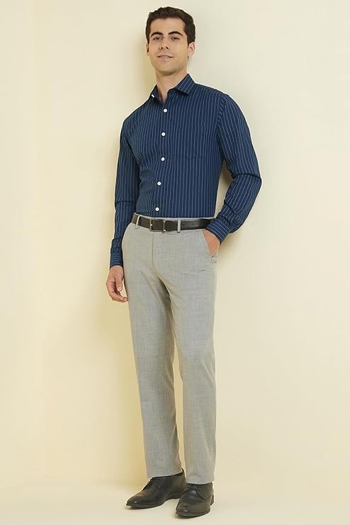 Allen Solly Men's Cotton Classic Fit Stripe Formal Shirt - Image 2