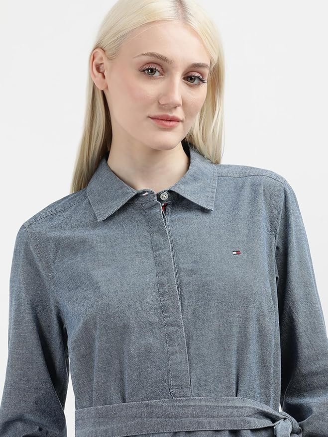 Tommy Hilfiger Women's Cotton Blend Shirt Below The Knee Casual Dress - Image 2