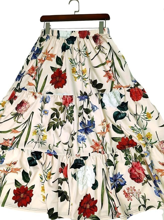 Floral Printed Western Summer Wear | Lightweight Soft Fabric | Casual & Festive Maxi Skirt - Image 4